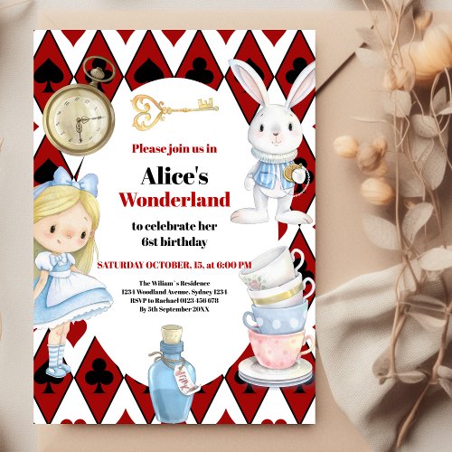 Fairytale Alice in Wonderland Birthday Invitation