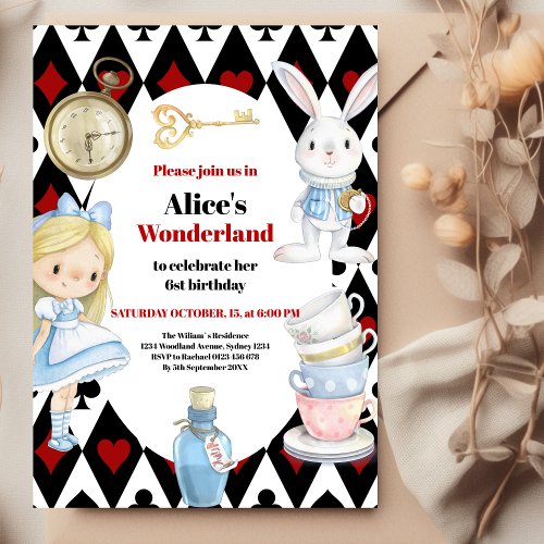 Fairytale Alice in Wonderland Birthday Invitation