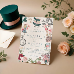 Fairytale Alice in Wonderland Whimsical Wedding Invitation