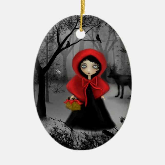Fairytale Art Red Riding Hood Ornament (Front)