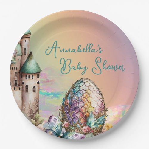 Fairytale Baby Dragon Egg on Rainbow Paper Plates