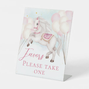 Fairytale baby Pony pink balloon star Favors Pedestal Sign