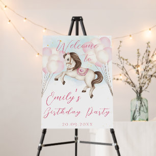 Fairytale baby Pony pink balloons star Birthday Foam Board