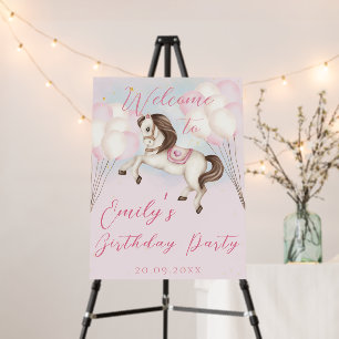 Fairytale baby Pony pink balloons star Birthday Foam Board