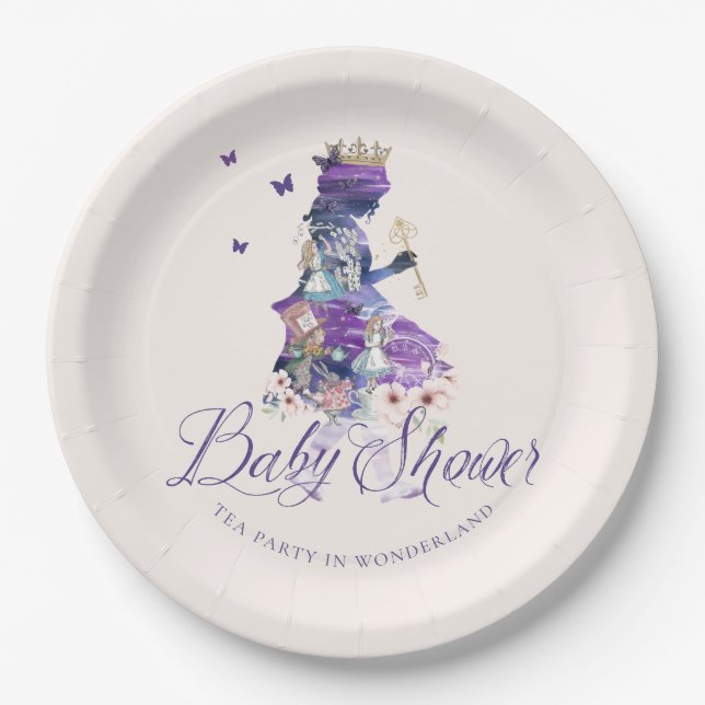 Fairytale Baby Shower Tea Party in Wonderland Paper Plates (Front)