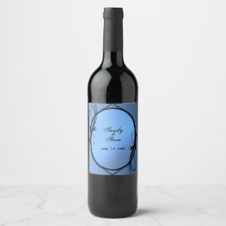 Fairytale Blu Mirror Names and Date Wine Label