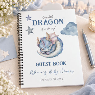 Fairytale Blue Dreamy Dragon Baby Shower Guest Notebook
