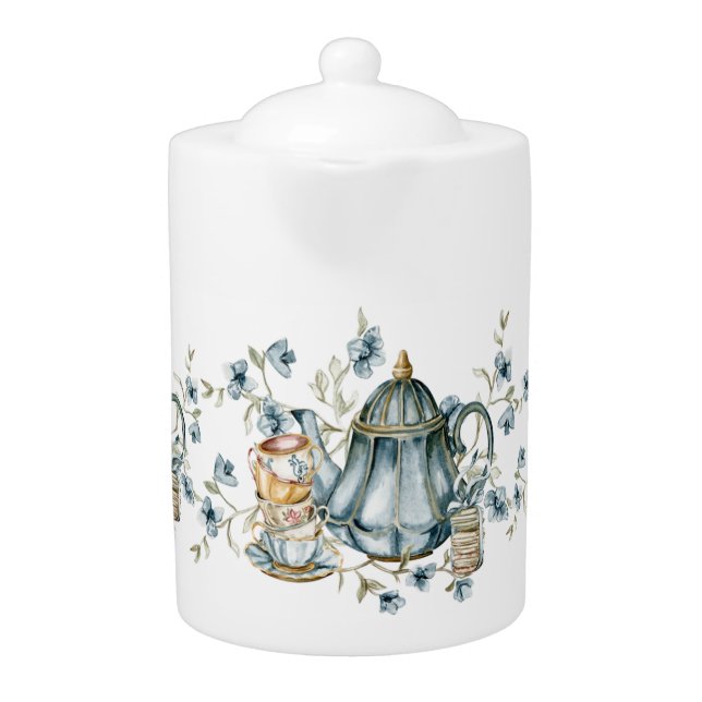 Fairytale Blue Floral Teapot (Front)