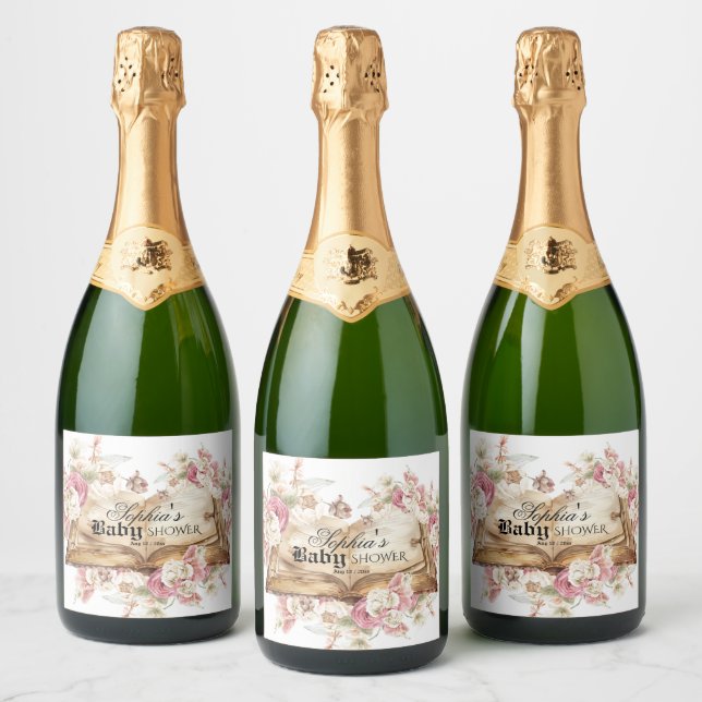 Fairytale Book Baby Shower Sparkling Wine Label (Bottles)