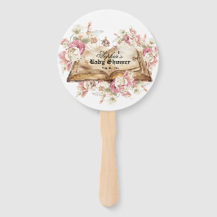 Fairytale Book Flowers Rose Baby Shower Hand Fan