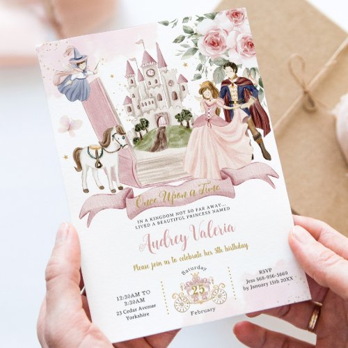 Fairytale Book Once Upon a Time Princess Birthday Invitation