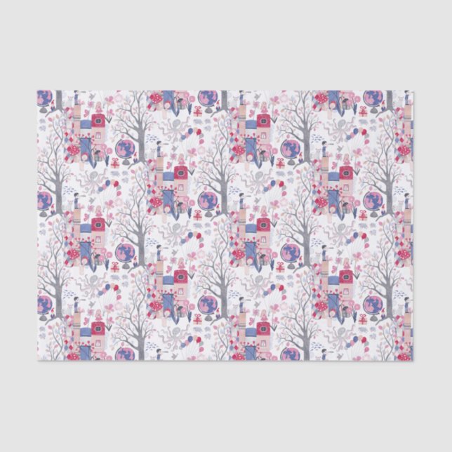 Fairytale Books and Magical Creatures White Tissue Paper (Front)