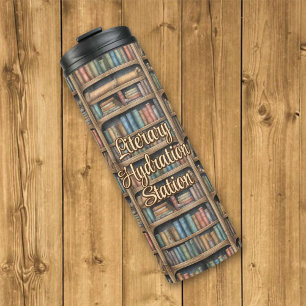 Fairytale Bookshelf Pattern Thermal Tumbler