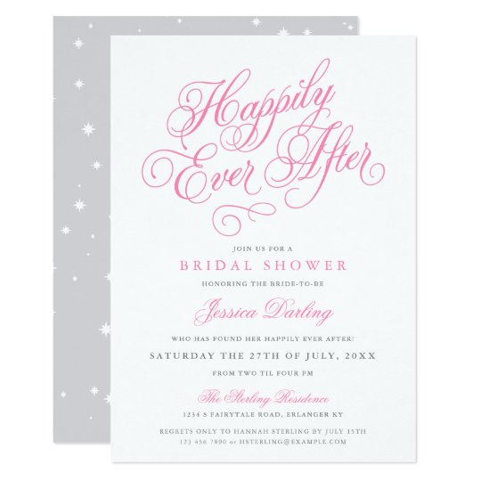 Fairytale Bridal Shower Invitations In Pink Gray Zazzle Fairytale Bridal Shower Invitations In Pink Gray