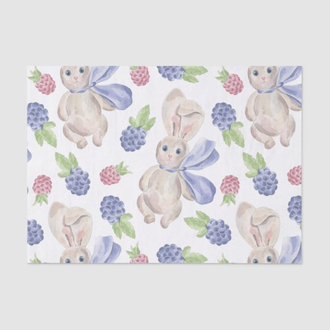 Fairytale Bunny Rabbit with Florals Pattern Tissue Paper (Front)