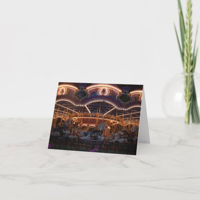 Fairytale Carousel Photo Design Letterpress Thank You Card (Front)