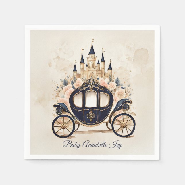 Fairytale Carriage and Castle Napkins (Front)