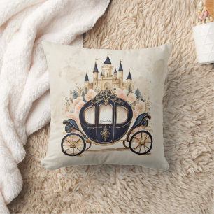 Fairytale Carriage and Castle Throw Pillow