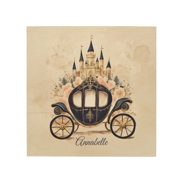 Fairytale Carriage and Castle Wood Wall Art (Front)