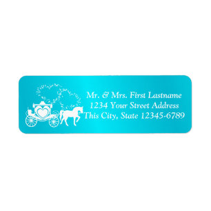 Fairytale Carriage and Hearts Turquoise Label