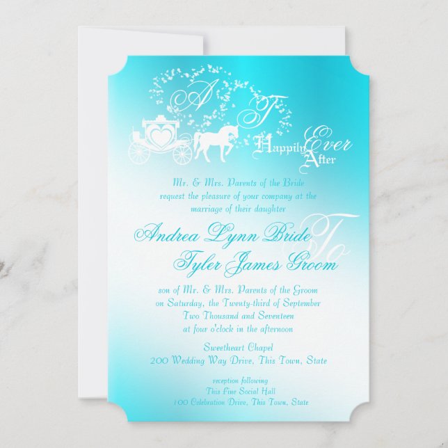 Fairytale Carriage Aqua Invitation (Front)