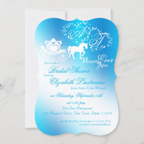 Fairytale Carriage Bridal Shower Peacock Blue Invitation