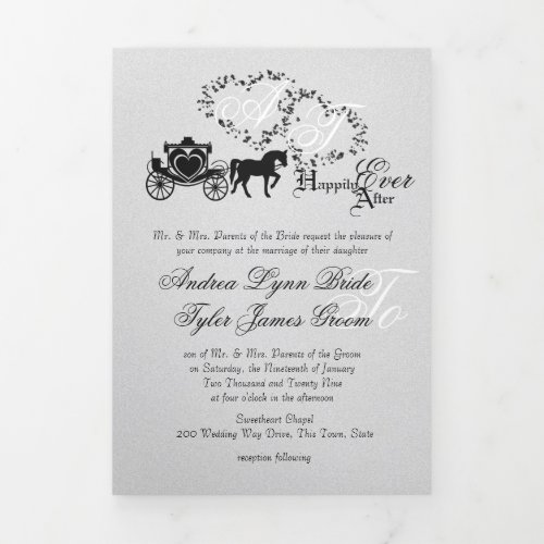 Fairytale Carriage Silver Tri_Fold Card