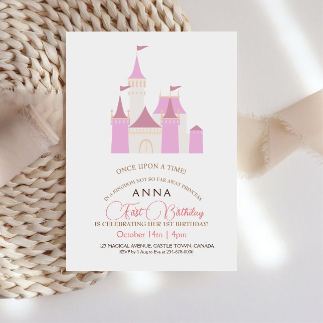  Fairytale Castel Princess First Birthday Party  Invitation (Creator Uploaded)