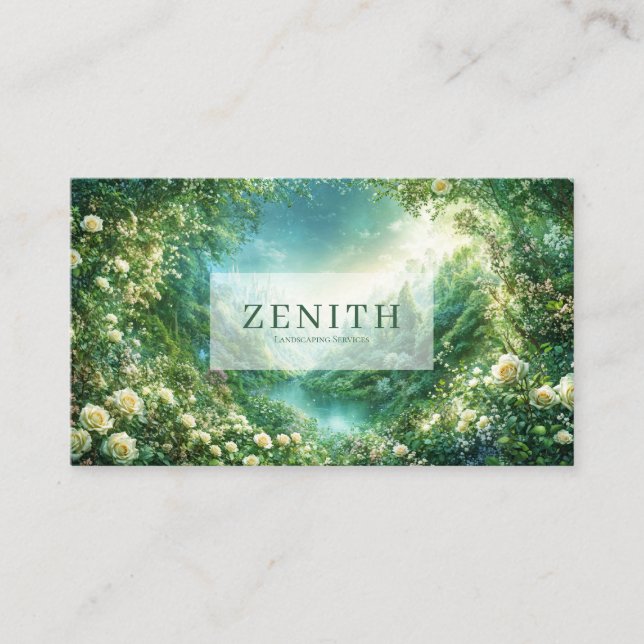 Fairytale Castle and Rose Floral Valley Enchanted Business Card (Front)