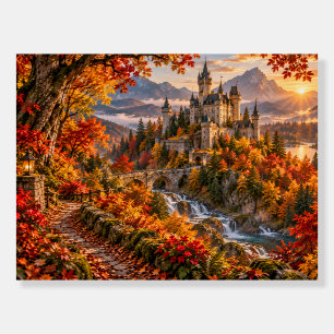 Fairytale Castle Autumn Mountain Landscape Foam Board