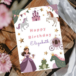 Fairytale Castle Baby Girl Birthday Party Card