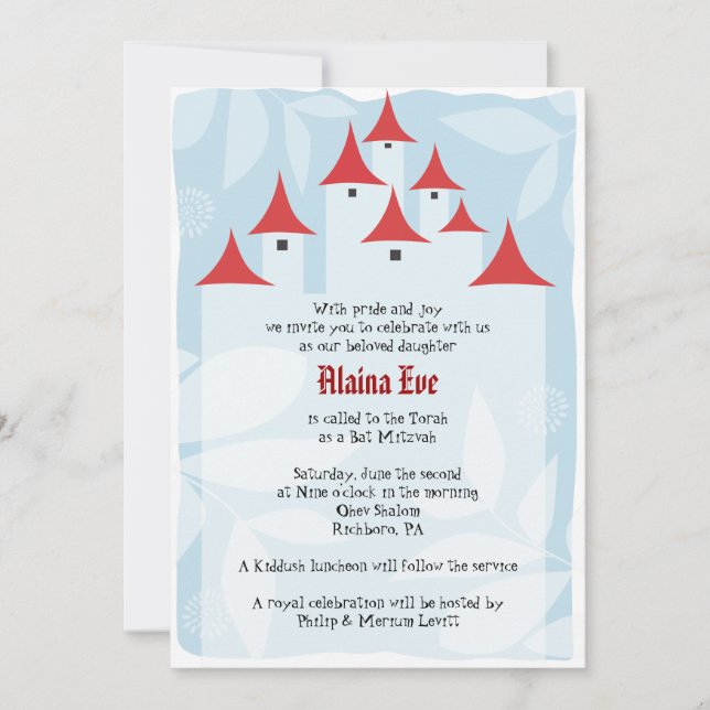 Fairytale Castle Bat Mitzvah Invitation (Front)