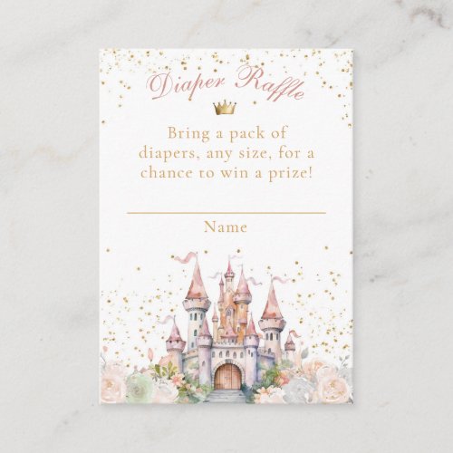 Fairytale Castle Blush Gold Shower Diaper Raffle Enclosure Card