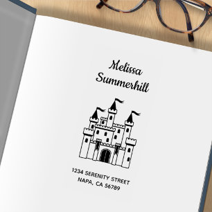 Fairytale Castle Custom Address Bookplate Rubber Stamp