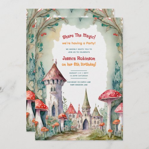 Fairytale Castle Fairycore Princess Birthday Girl Invitation