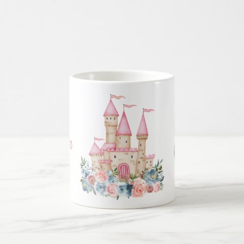 Fairytale Castle Fantasy Monogram Name Floral Kids Coffee Mug