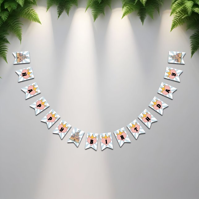 Fairytale Castle & Heart Whimsical Happy Birthday Bunting Flags (Creator Uploaded)