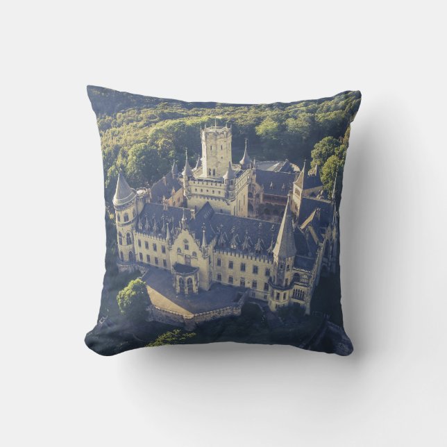 Fairytale Castle in Forest Throw Pillow (Front)