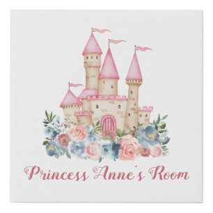 Fairytale Castle Kids Room Name Soft Floral Faux Canvas Print