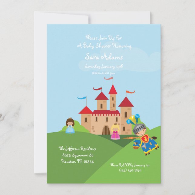 Fairytale Castle Knight 5x7 Baby Shower Invitation (Front)