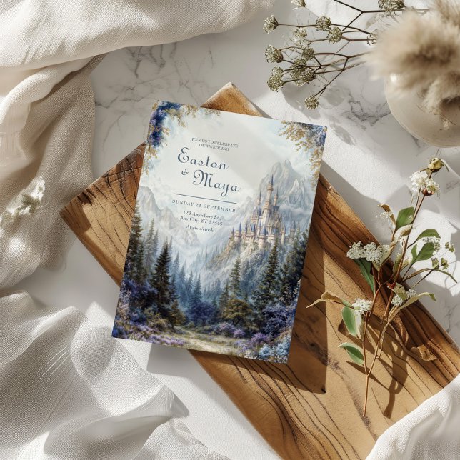 Fairytale Castle Misty Mountain Wedding Invitation (Creator Uploaded)