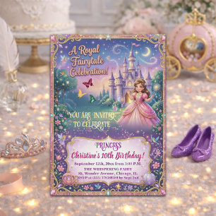 Fairytale Castle Princess 10th Birthday Party Invitation