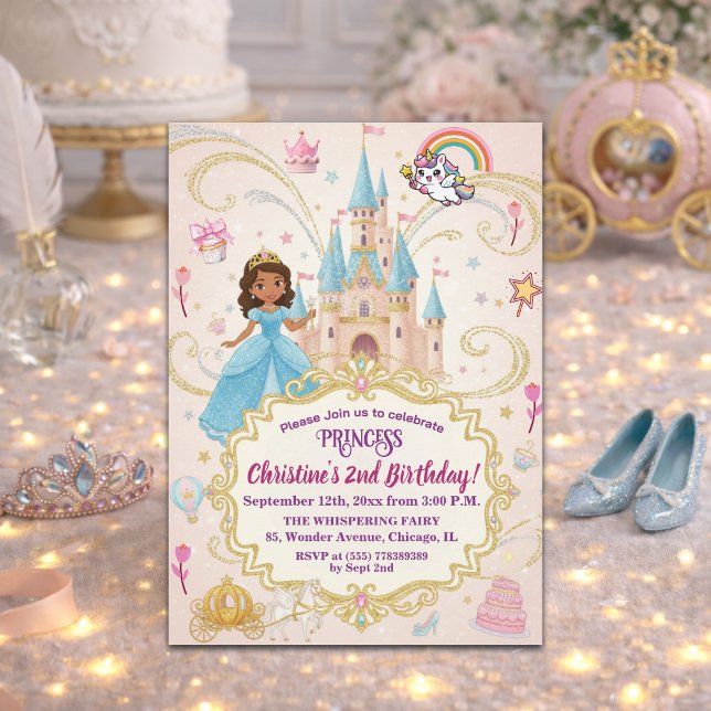 Fairytale Castle Princess 2nd Birthday Party Invitation (Creator Uploaded)