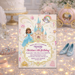 Fairytale Castle Princess 5th Birthday Party Invitation