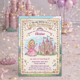 Fairytale Castle Princess 5th Birthday Party Invitation