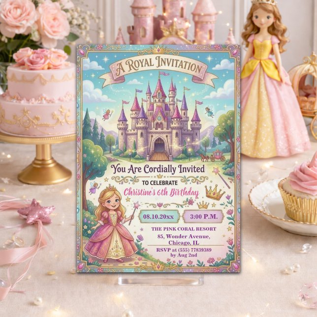 Fairytale Castle Princess 6th Birthday Party Invitation (Creator Uploaded)