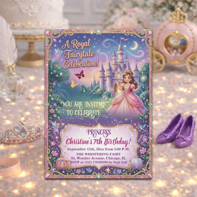Fairytale Castle Princess 7th Birthday Party Invitation (Creator Uploaded)