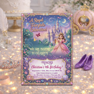 Fairytale Castle Princess 9th Birthday Party Invitation