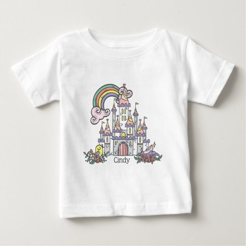 Fairytale Castle Princess Custom Name      Baby T_Shirt