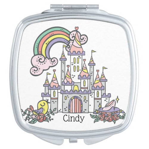Fairytale Castle Princess Custom Name    Compact Mirror